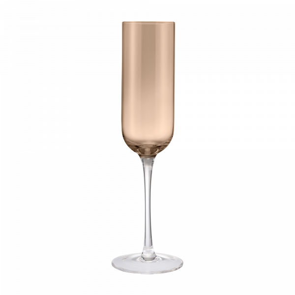 Elegantes Roségold-Sektglas auf einem klaren Glasfuß für besondere Anlässe.
