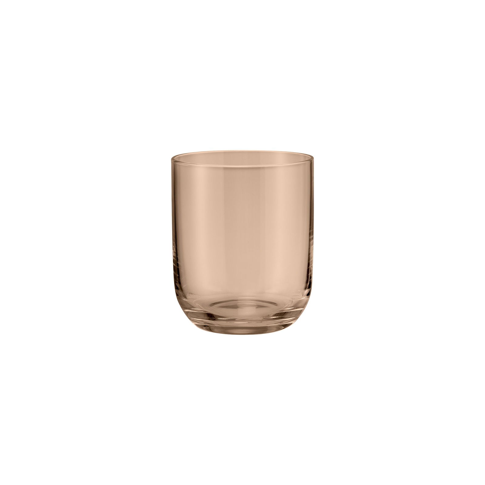 Elegantes durchscheinendes braunes Glas-Glas auf einem weißen Hintergrund.
