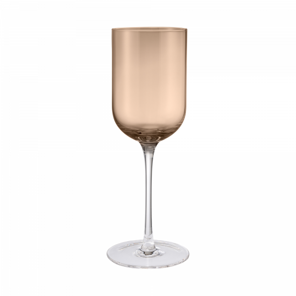Elegant champagne flute with a rose gold hue and a sleek stem for sophisticated celebrations.
