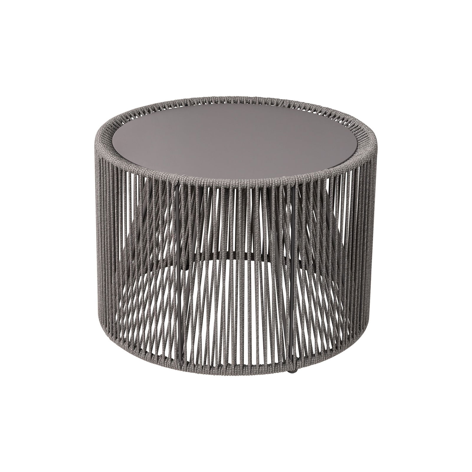 Moderner runder Drahtgestell-Kaffeetisch mit einer eleganten Glasplatte für stilvolle Wohnzimmer.
