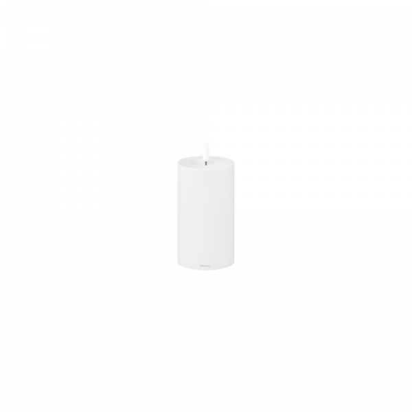 White cylindrical candle on a plain background for home decor and ambiance.