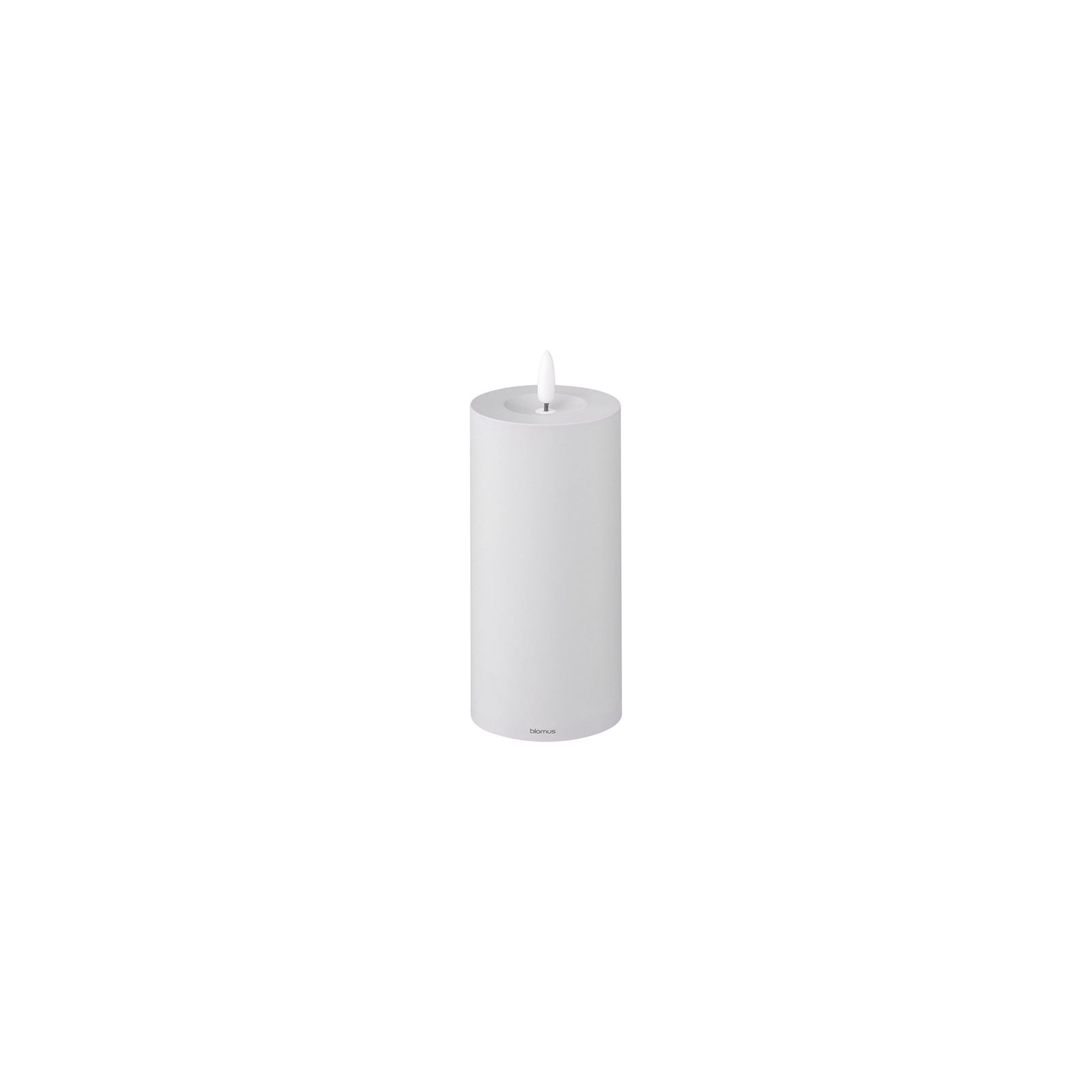 Weißer zylindrischer Küchenpapierrollenhalter auf einem schlichten Hintergrund.