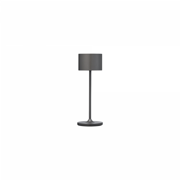 Stylische moderne Tischlampe mit einem eleganten grauen Design und zylindrischem Schirm.