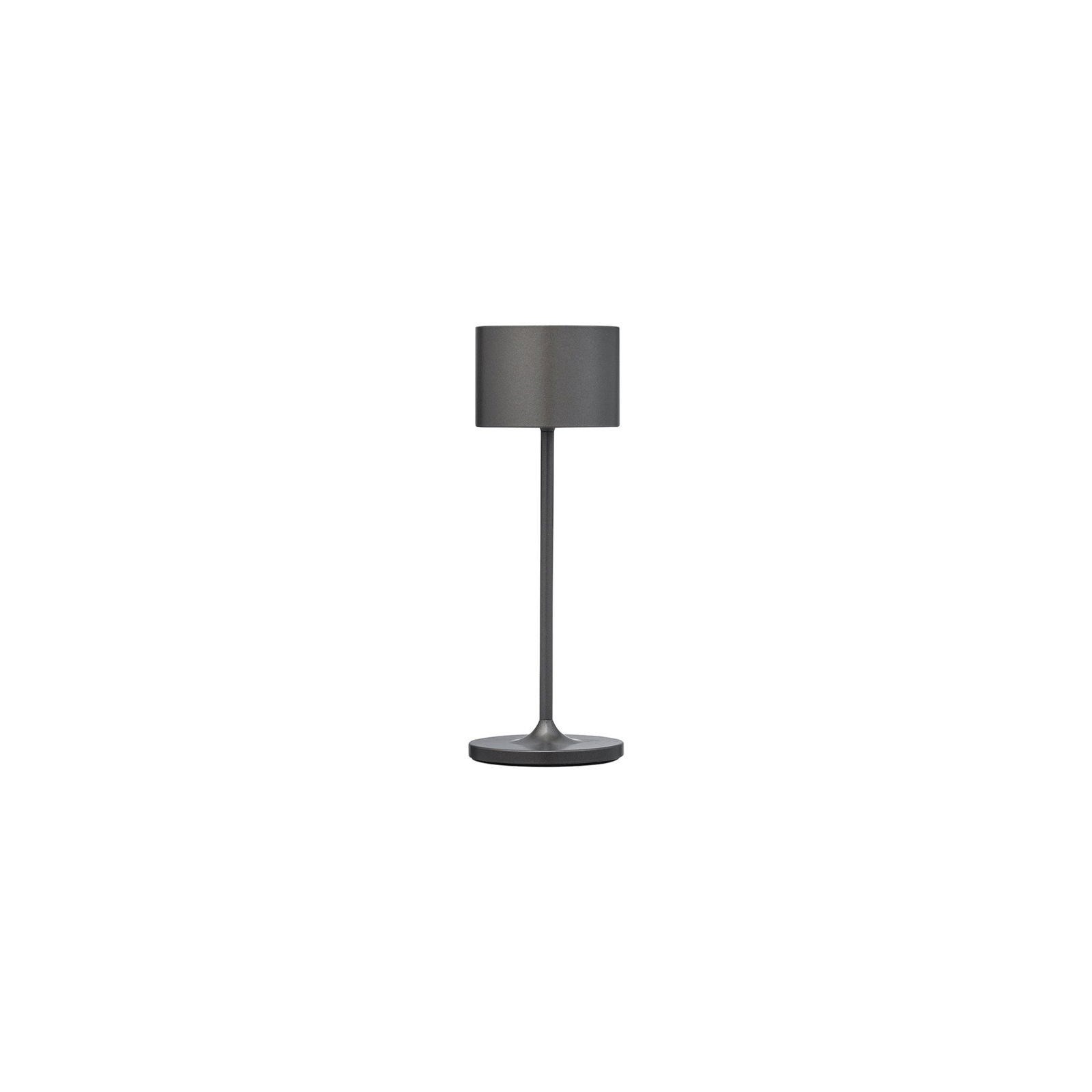 Stylische moderne Tischlampe mit einem eleganten grauen Design und zylindrischem Schirm.