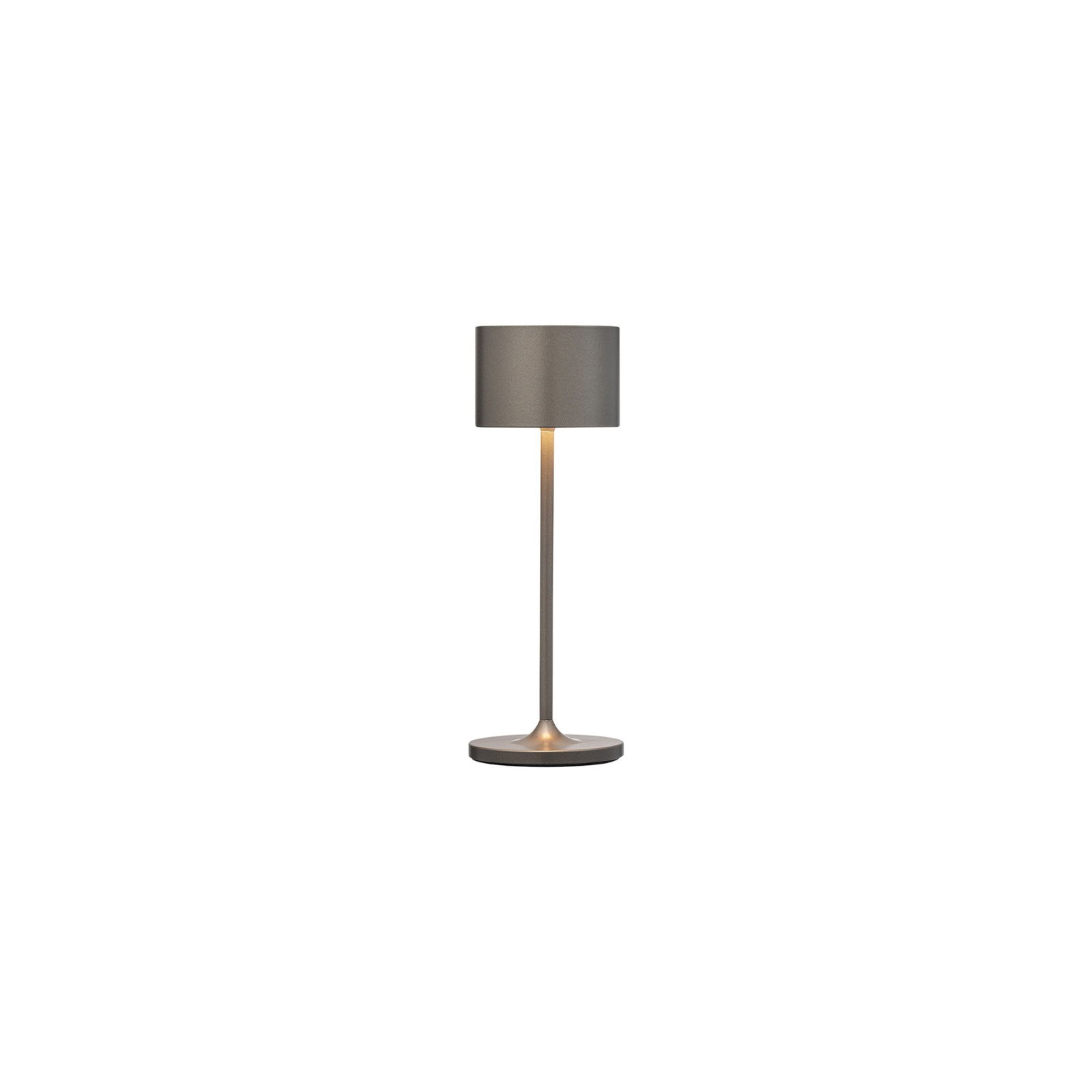 Moderne Tischlampe mit sleekem Design und sanft grauem Schirm, ideal für jede Einrichtung.