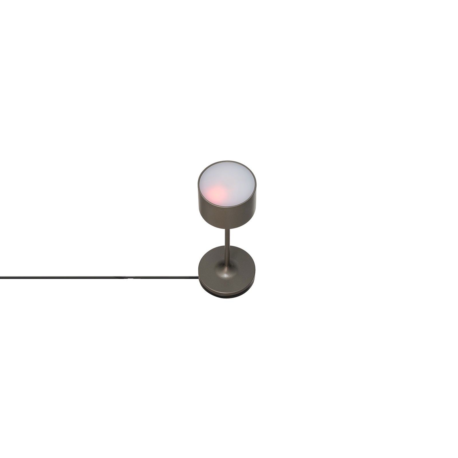 Moderne Tischlampe mit einem schlanken Design und sanftem, schimmerndem Licht.