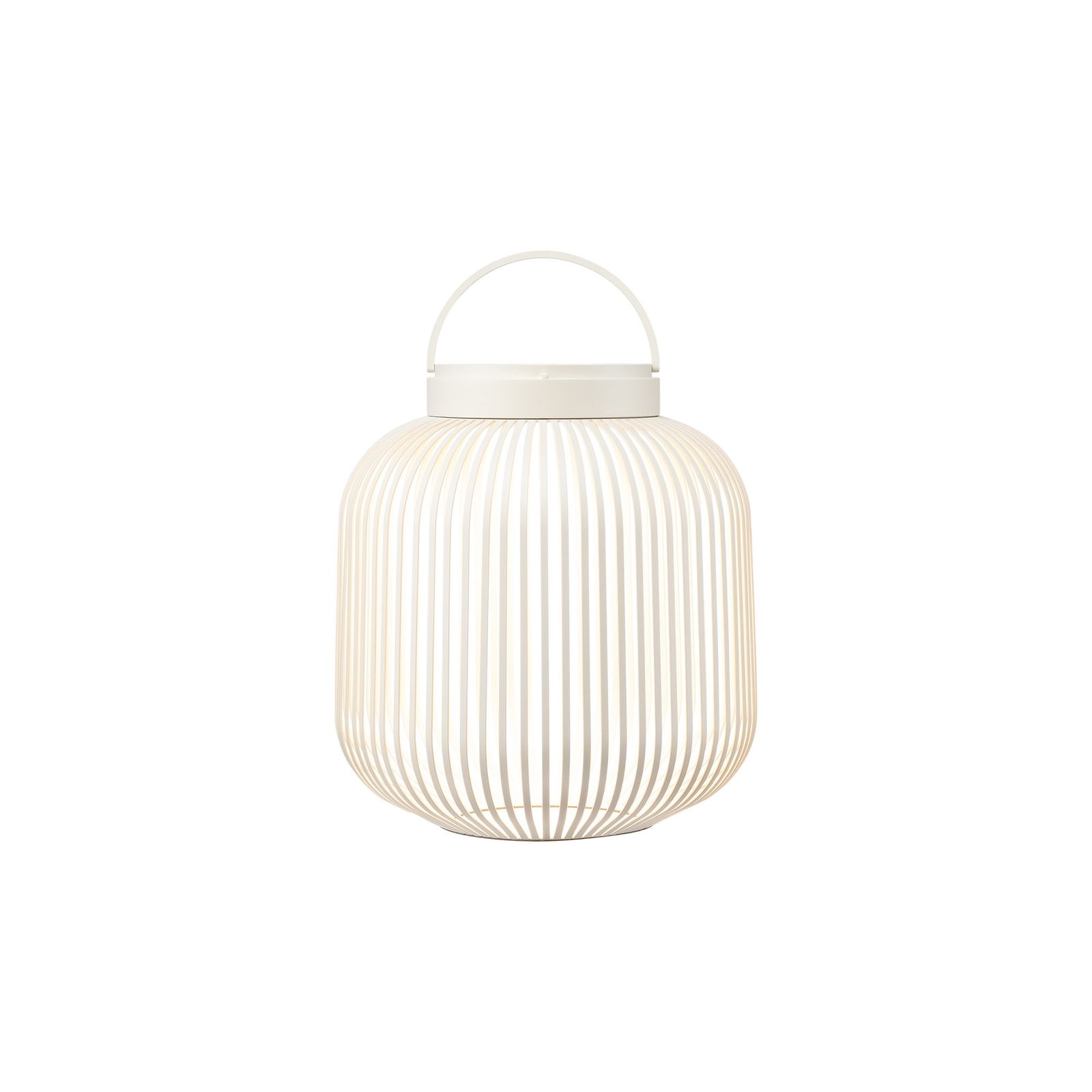 Stylische weiße Laterne mit geriffeltem Design, perfekt für moderne Wohnkultur.