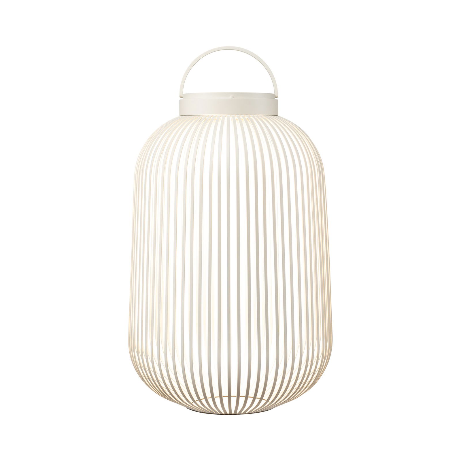 Elegant white wire lantern for stylish indoor or outdoor lighting decor.