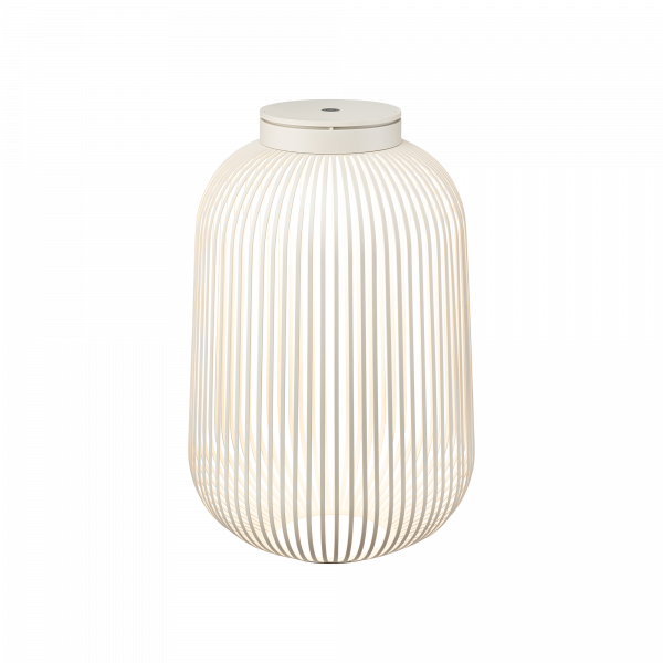 Elegant white wire lantern with a modern design, perfect for contemporary decor.