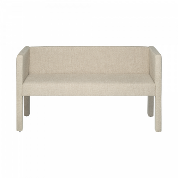 Modern beige two-seater sofa with clean lines and minimalist design for contemporary decor.