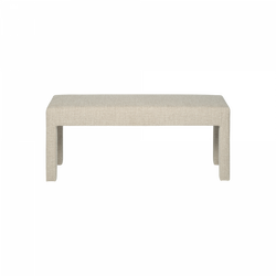 Stylischer beiger rechteckiger Tisch mit minimalistischem Design und stabilen Beinen.