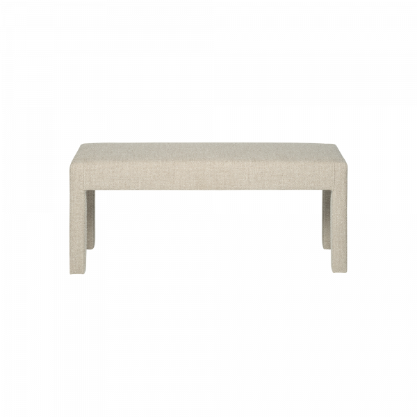 Stylischer beiger rechteckiger Tisch mit minimalistischem Design und stabilen Beinen.