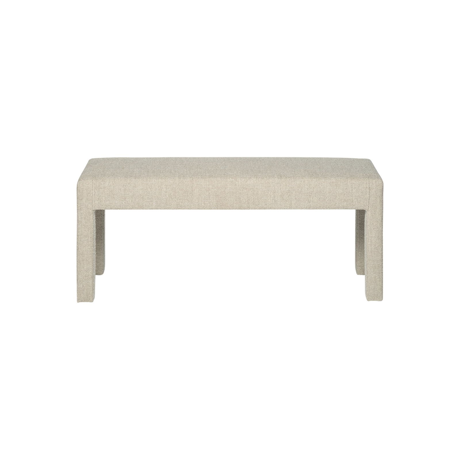 Stylischer beiger rechteckiger Tisch mit minimalistischem Design und stabilen Beinen.