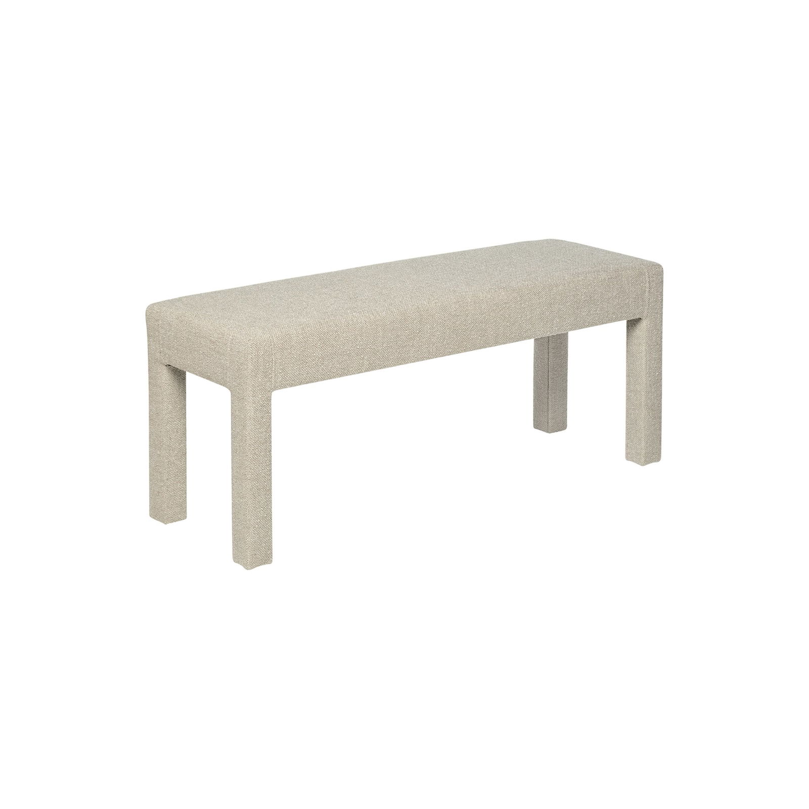 Stylische beige gepolsterte Bank mit stabilen Beinen für moderne Wohnkultur.