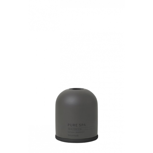Minimalist gray container with a smooth finish and subtle branding on the side.