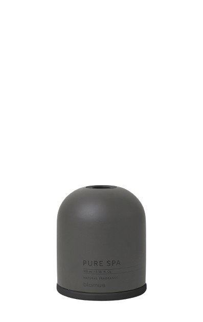 Minimalist gray container with a smooth finish and subtle branding on the side.