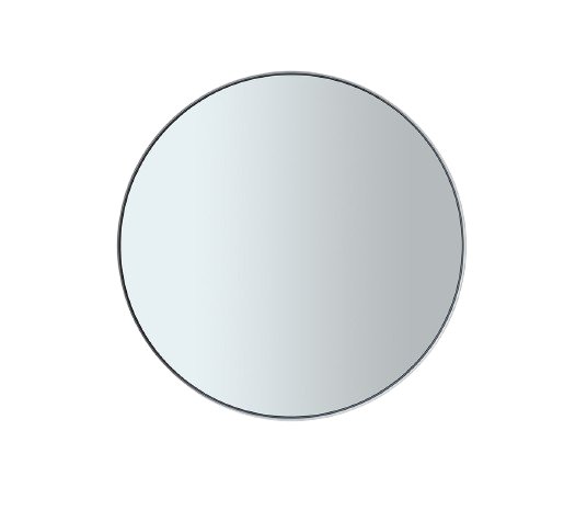 Minimalist circular mirror with a soft gradient and subtle reflective surface.