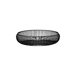 Modern black wire basket with an open design for versatile storage and decoration.