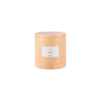 Elegant fig-scented candle in a natural-toned jar for a soothing ambiance.