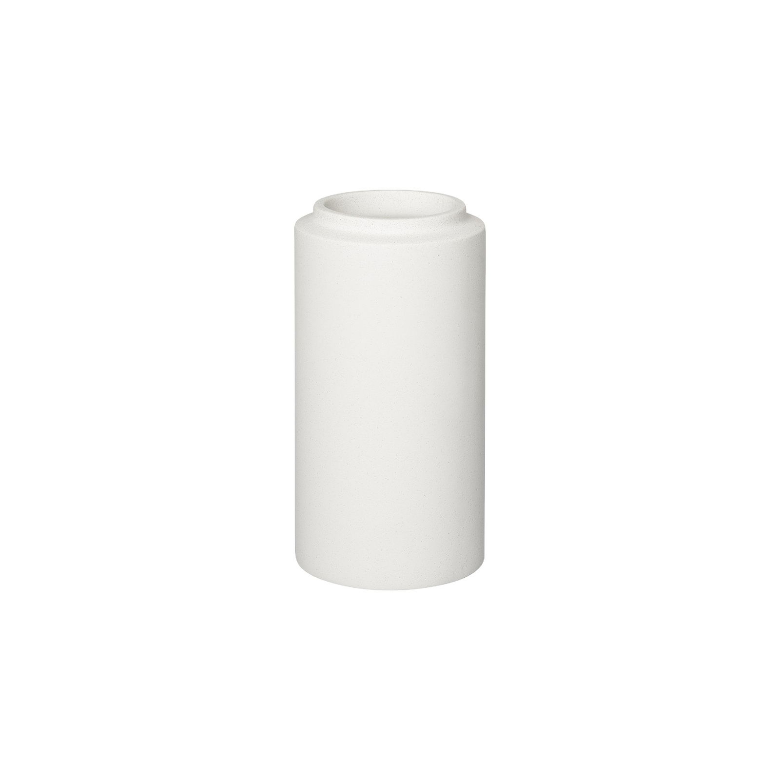 Weißer Keramikvase mit glatter Oberfläche und modernem Design.