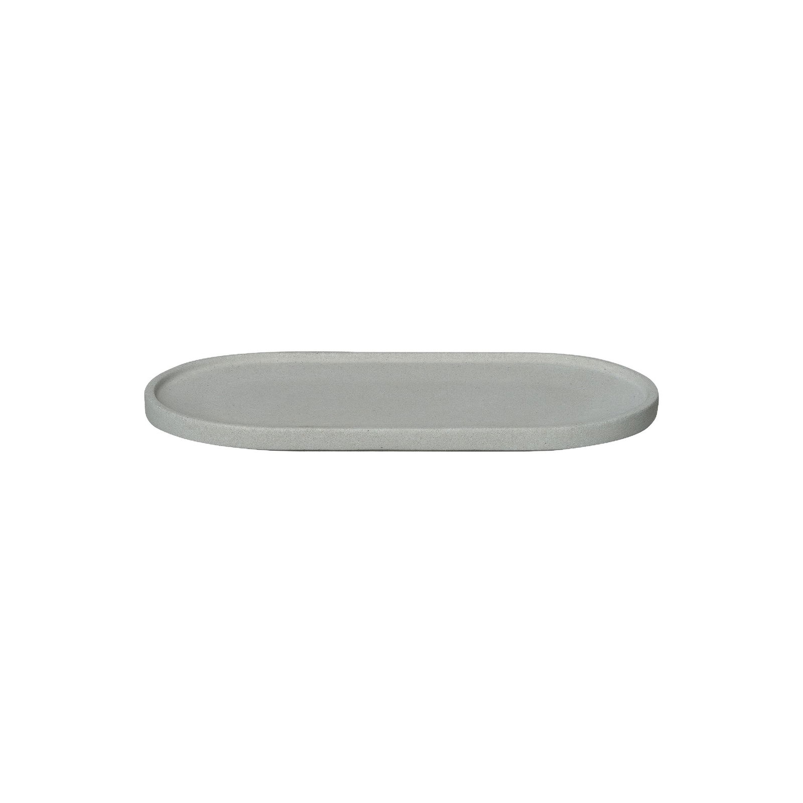 Stylish oval gray platter for serving food or displaying decorative items.