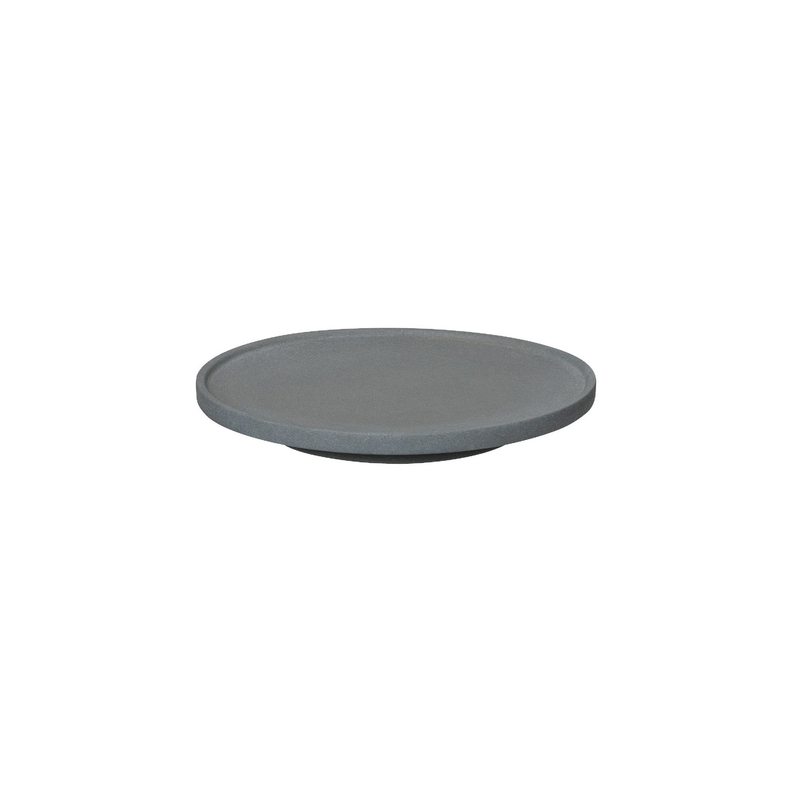 Minimalist gray ceramic serving plate on a white background.