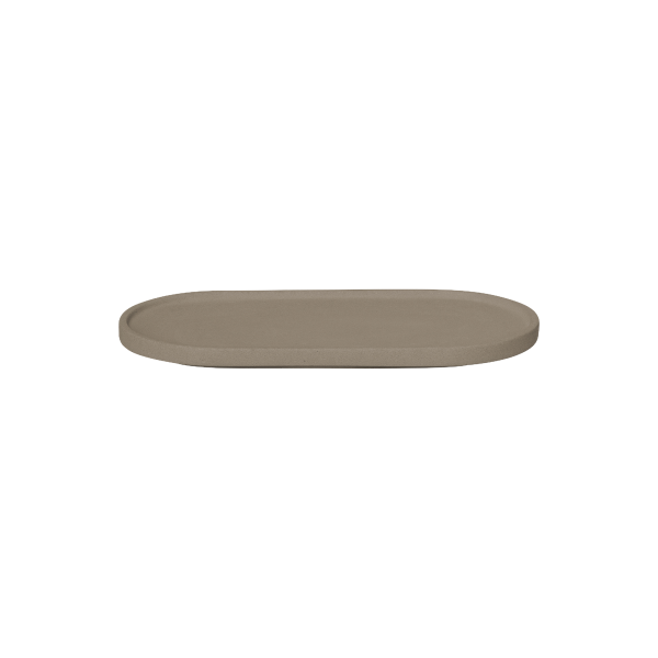Stylish oval beige ceramic platter perfect for serving or home decor.
