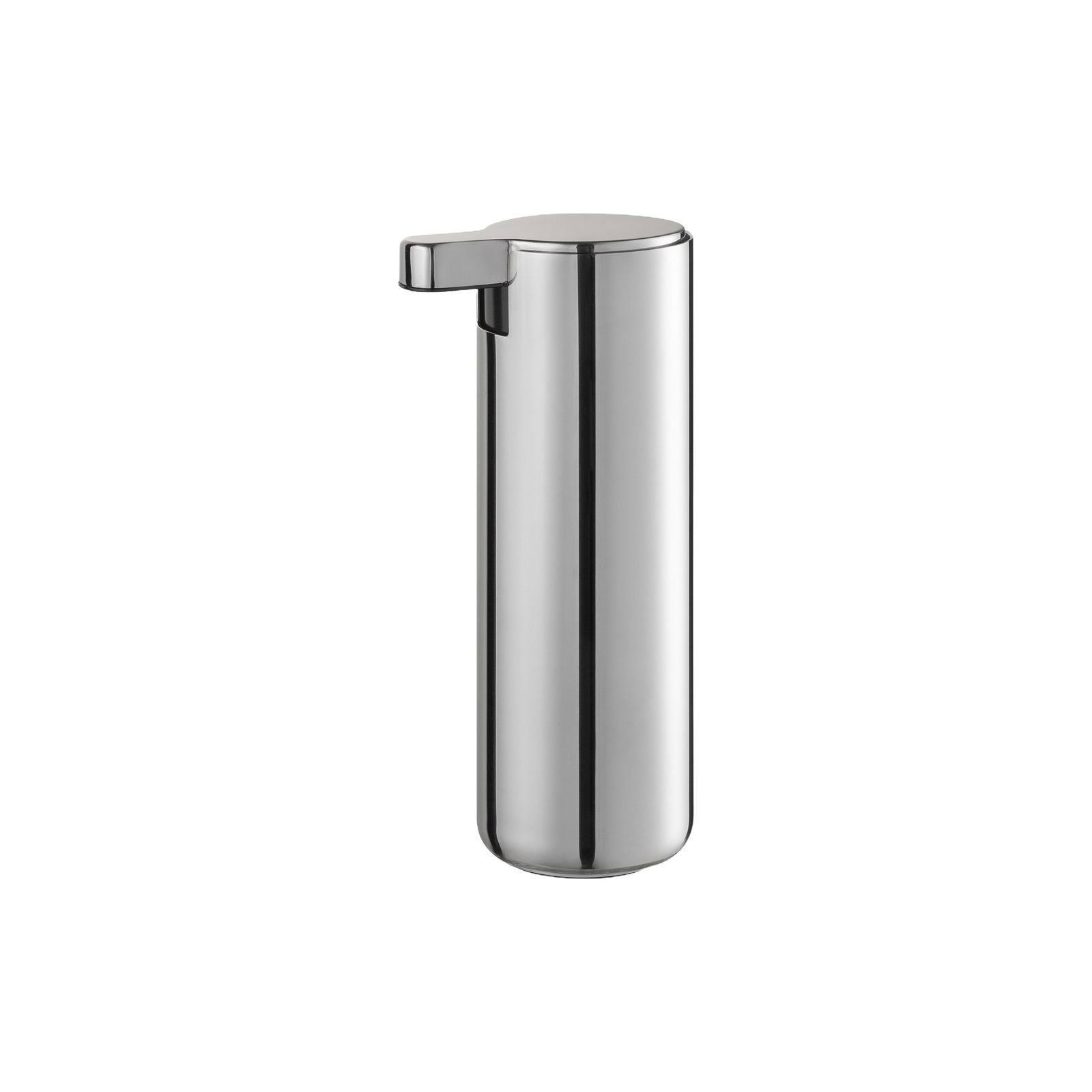 Sleek stainless steel soap dispenser for modern kitchen or bathroom décor.