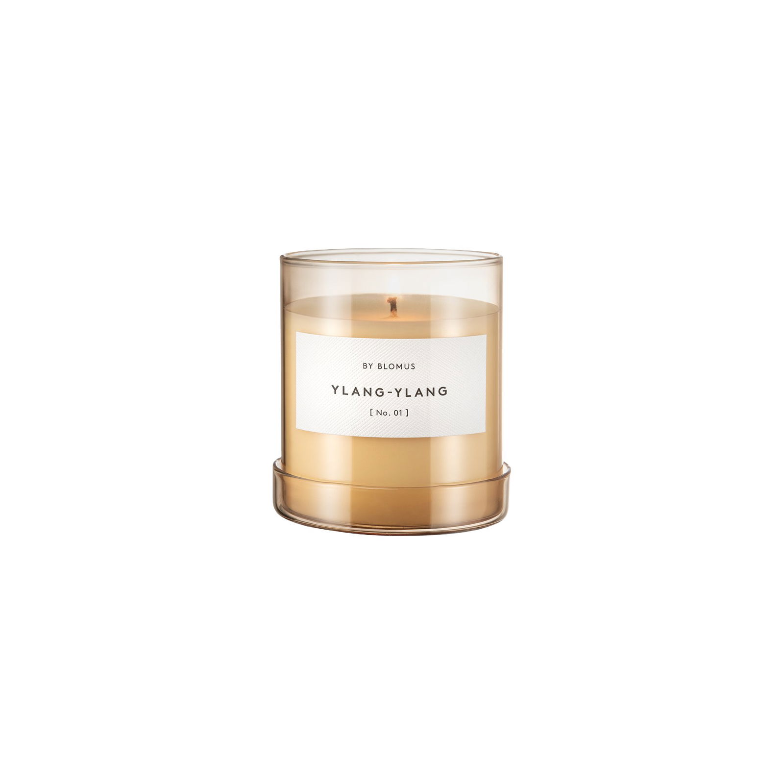 Ylang-Ylang Duftkerze in einem Glasbehälter für eine beruhigende Atmosphäre.