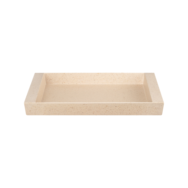 Neutral beige rechteckiges Serviertablett für Wohnkultur und Organisation.
