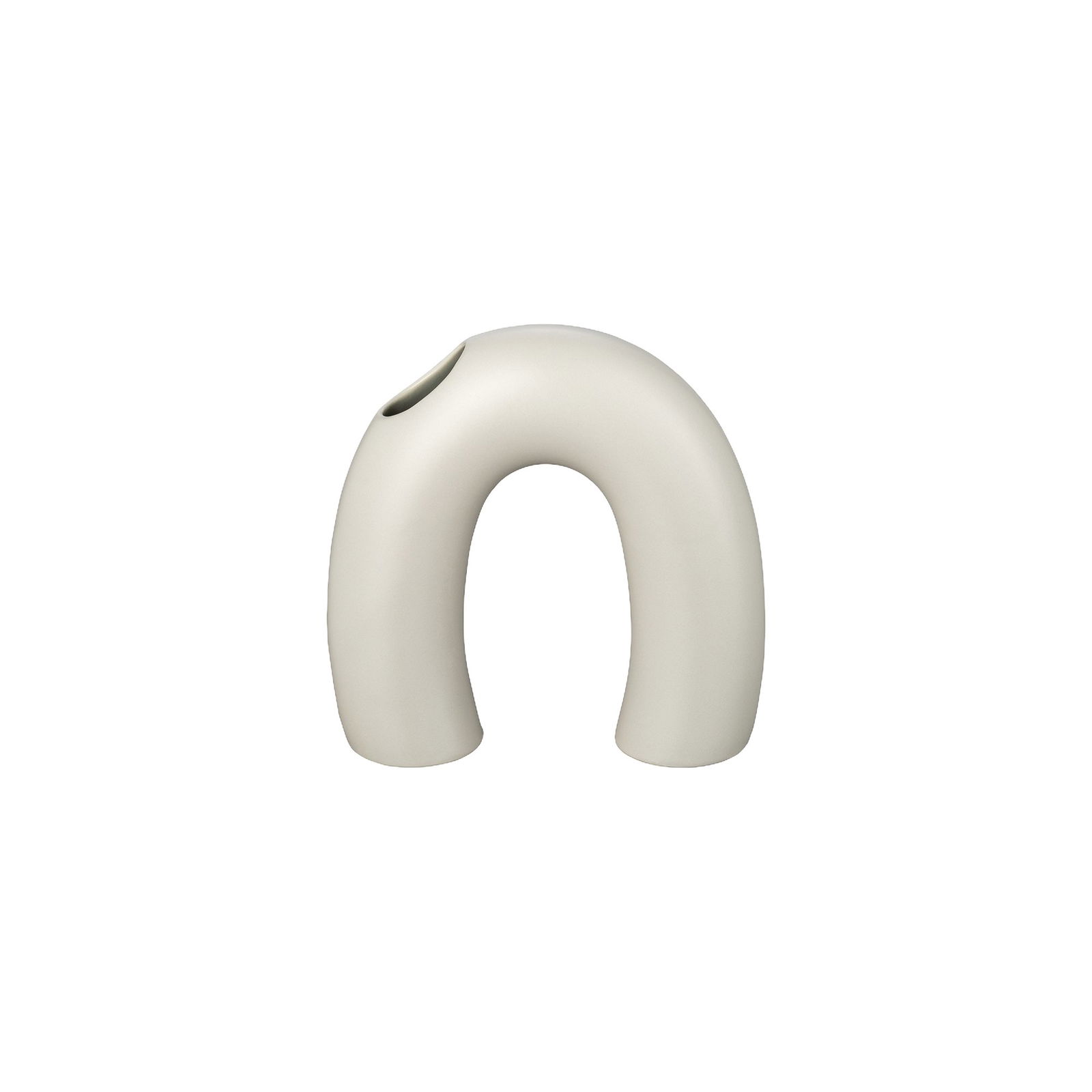 Minimalist cream arch vase with a unique design and single opening for flowers.
