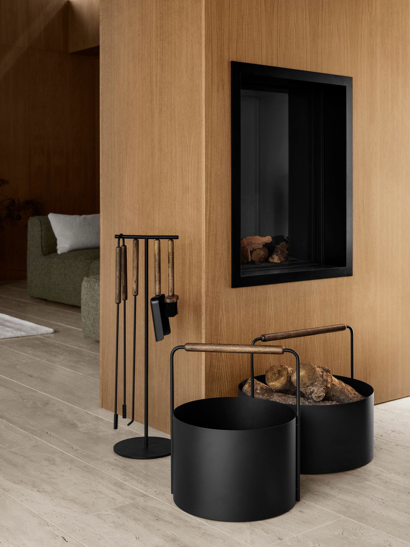 Fireplace set 5-pcs -ASHI- Brown Oak (66155)