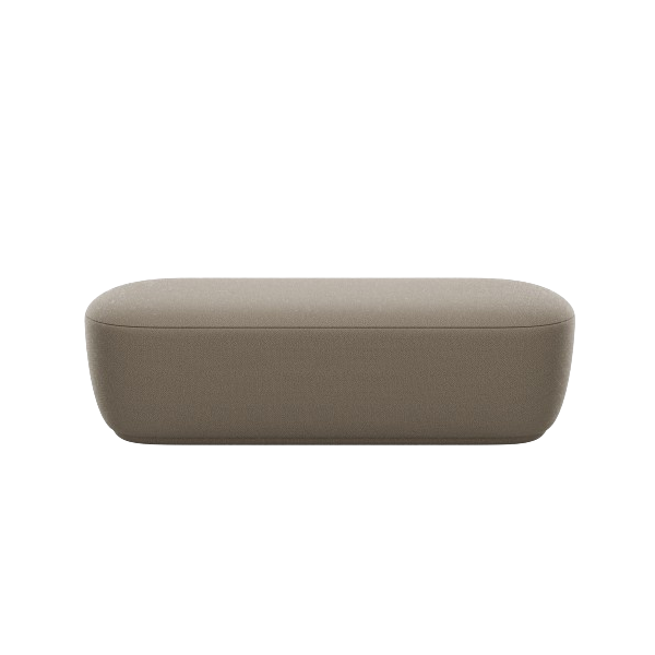 Moderner minimalistischer beiger Sofa mit glatten Linien und einem eleganten Design.