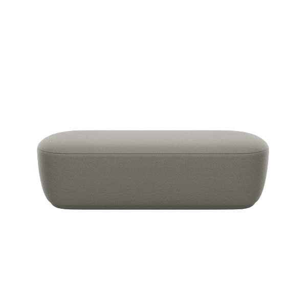 Stylish gray rectangular sofa against a white background.