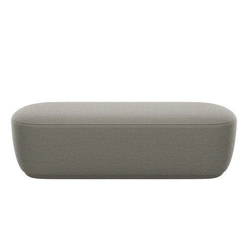 Stylish gray rectangular sofa against a white background.
