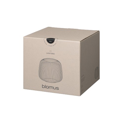 Minimalistische beige Produktverpackungsbox mit einem runden Etikett auf der Vorderseite.