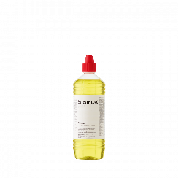 Flasche mit Blomus-Kochöl mit einem roten Deckel auf einem weißen Hintergrund.