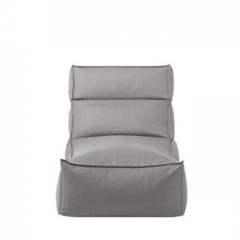 Stylish gray bean bag chair with a modern design and plush comfort.