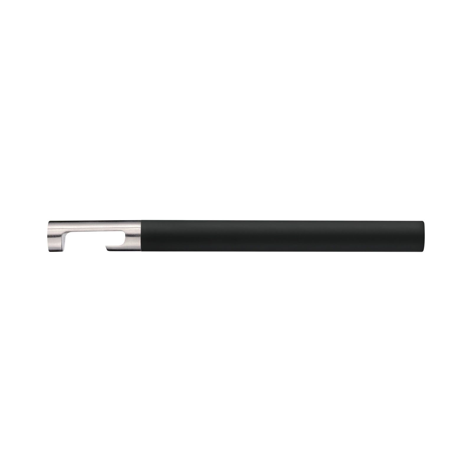 Schwarzer Stift mit einem silbernen Clip und einem einzigartigen Haken-Design für einfache Befestigung.