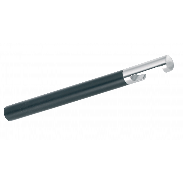 Stylischer schwarzer und silberner Stift mit einem einzigartigen Clip-Design für einfache Befestigung.