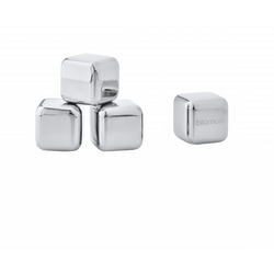 Stylish stainless steel ice cubes by Blomus for chilling drinks without dilution.