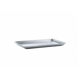 Elegantes Serviertablett aus Edelstahl mit modernem Design für vielseitigen Einsatz beim Essen.