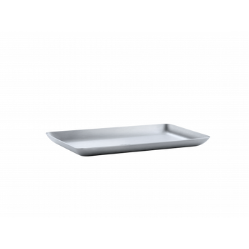 Elegantes Serviertablett aus Edelstahl mit modernem Design für vielseitigen Einsatz beim Essen.