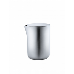 Sleek stainless steel pitcher with a modern design and minimalistic style.