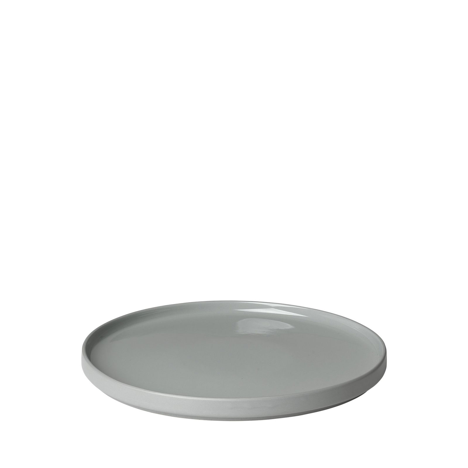 Minimalist gray ceramic plate on a black background, ideal for modern dining decor.