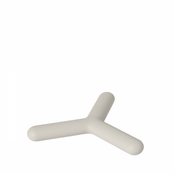 Minimalist beige desk accessory shaped like a Y on a black background.