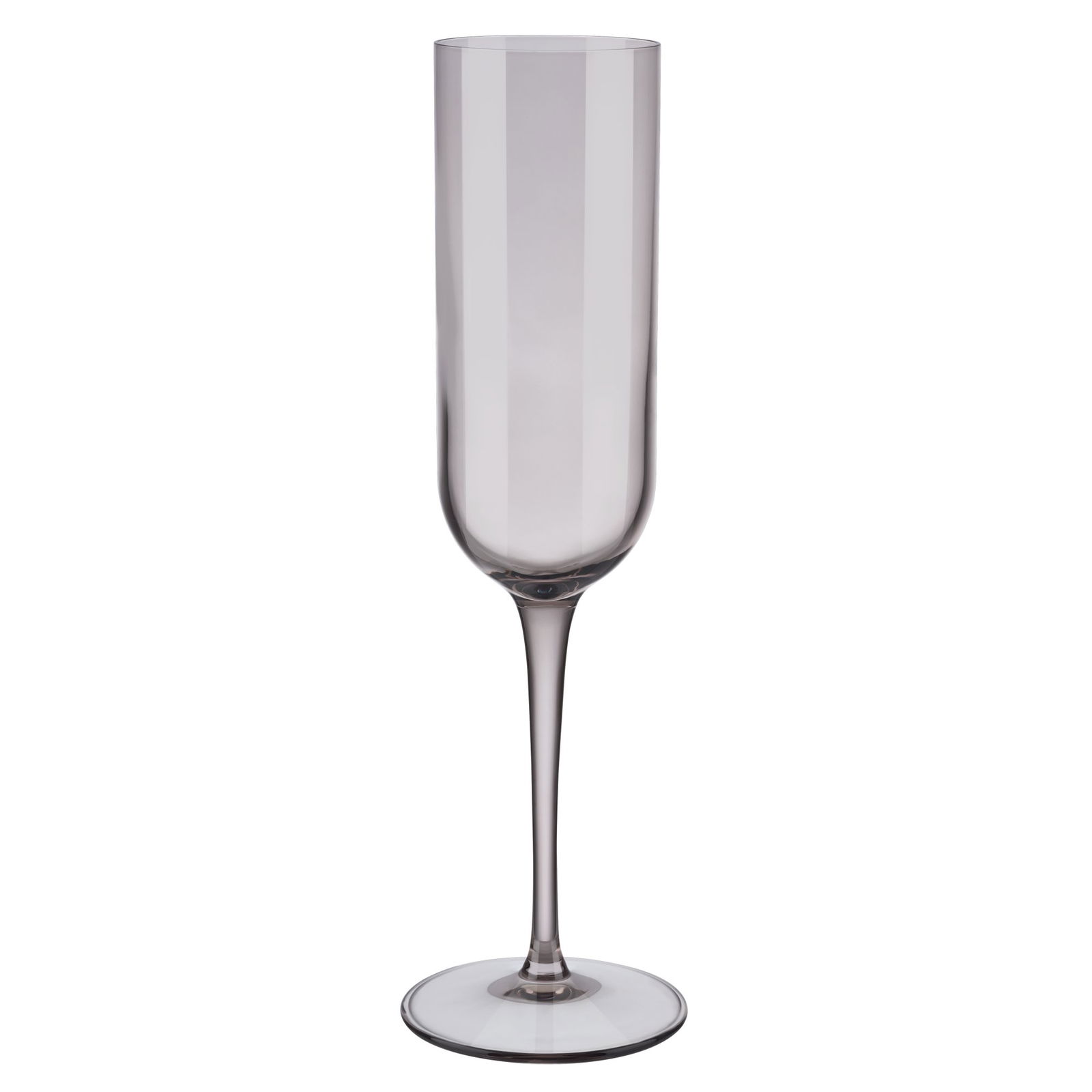 Elegantes hohes Champagnerglas mit einem schlanken Design auf einem schwarzen Hintergrund.