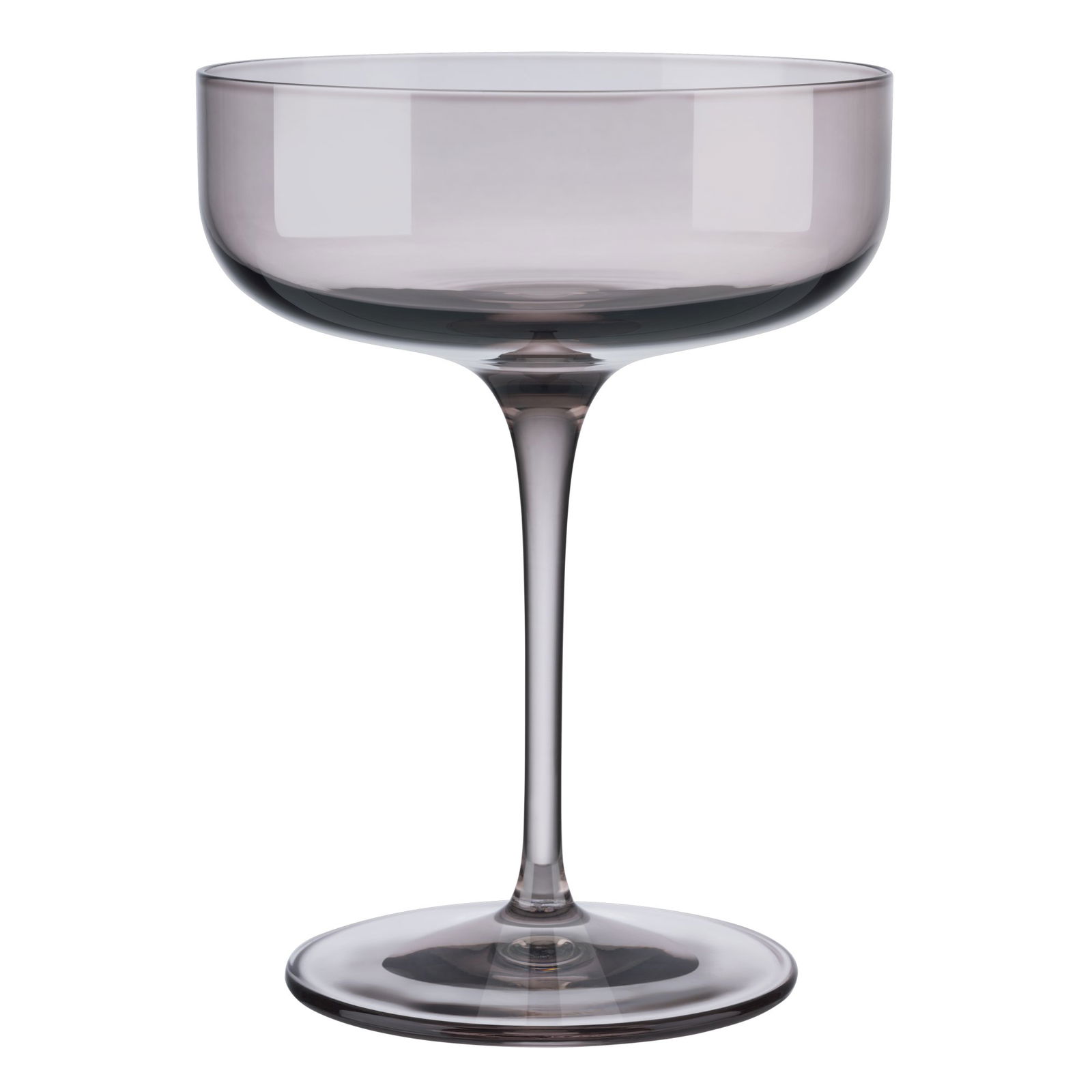 Elegantes transparentes Coupe-Glas auf schwarzem Hintergrund für Cocktails oder Desserts.