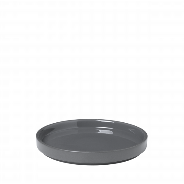 Stylish gray ceramic plate with a smooth, glossy finish for modern dining.