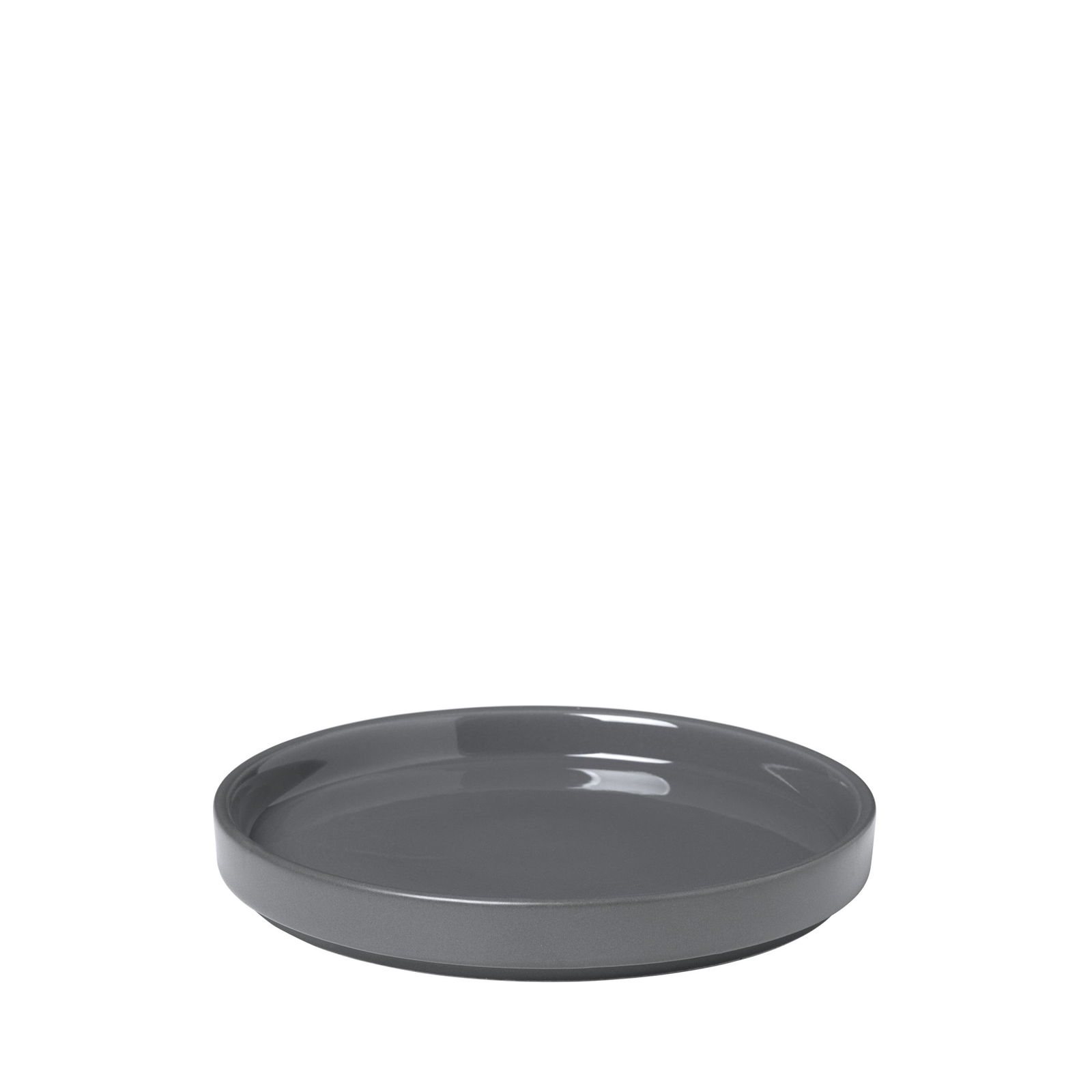 Stylish gray ceramic plate with a smooth, glossy finish for modern dining.